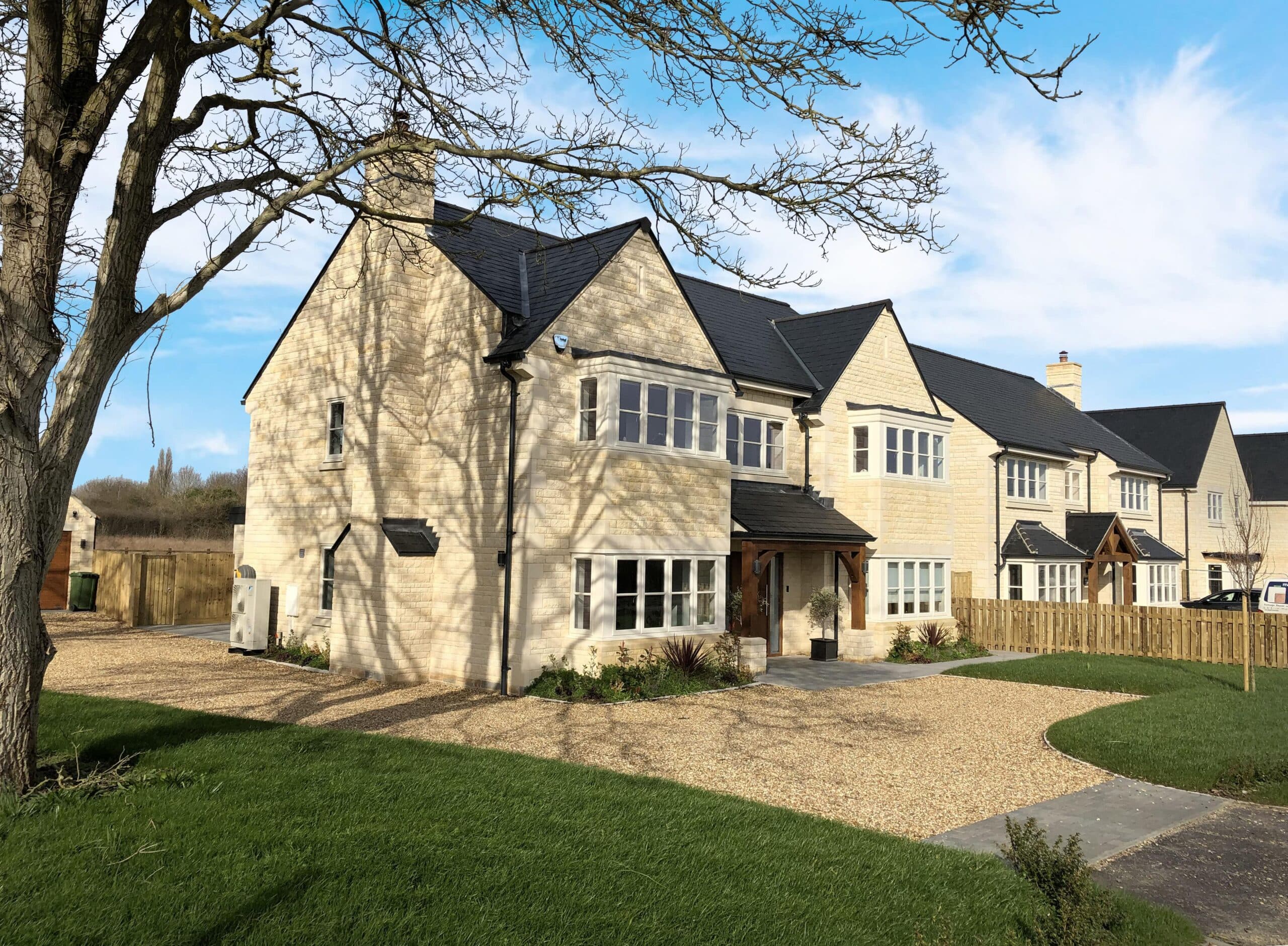 Modern new build housing development in Glapthorn - front aspect