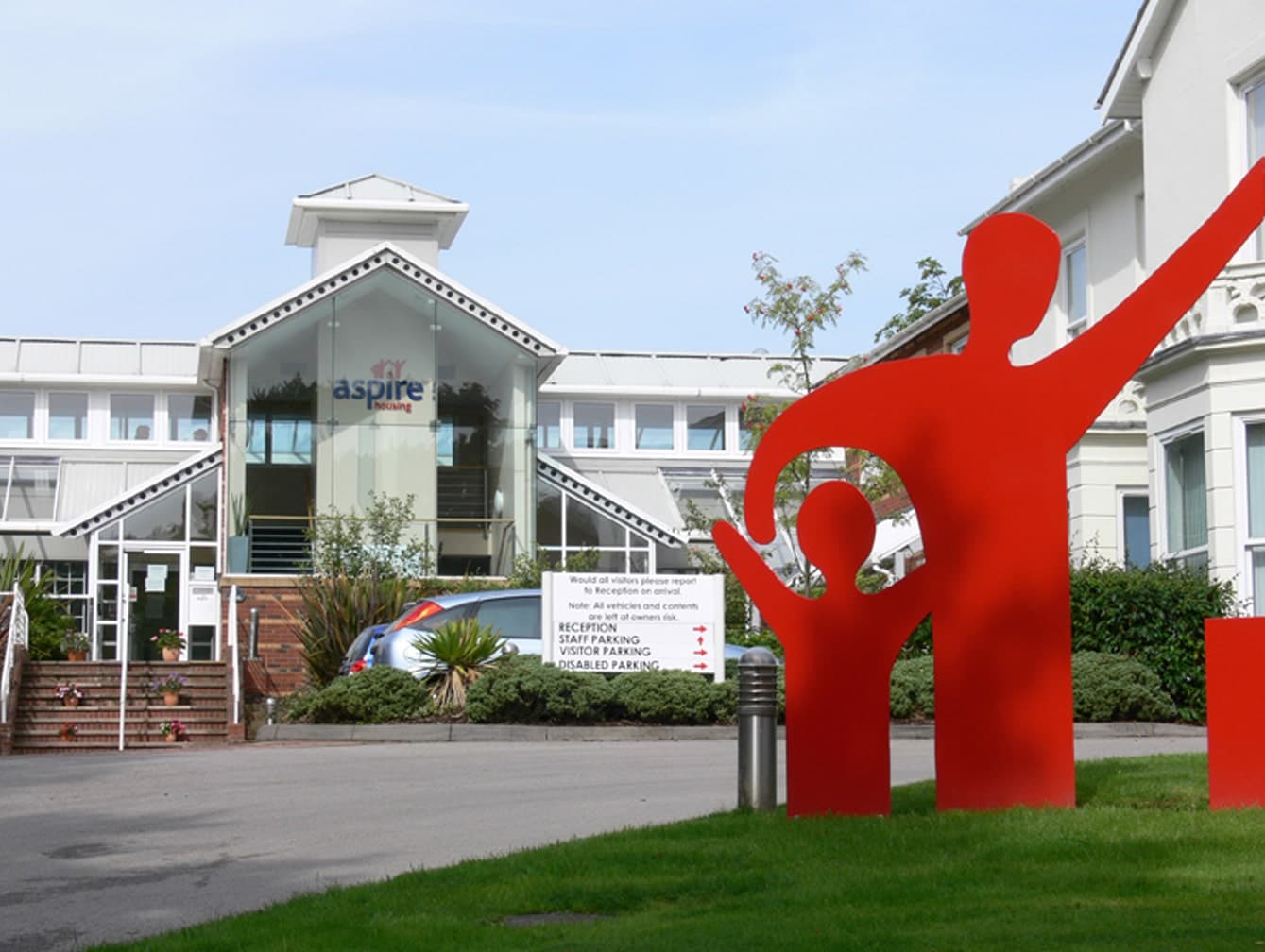 Main entrance of Aspire Head Office in Newcastle under Lyme